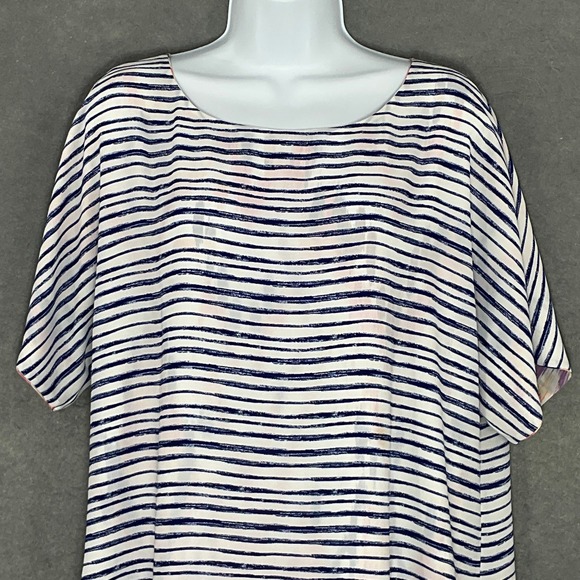 Chico's Abstract Print Top Reversible Flowy Dolman Sleeve Blouse Multicolor Sz 1 - Picture 9 of 16